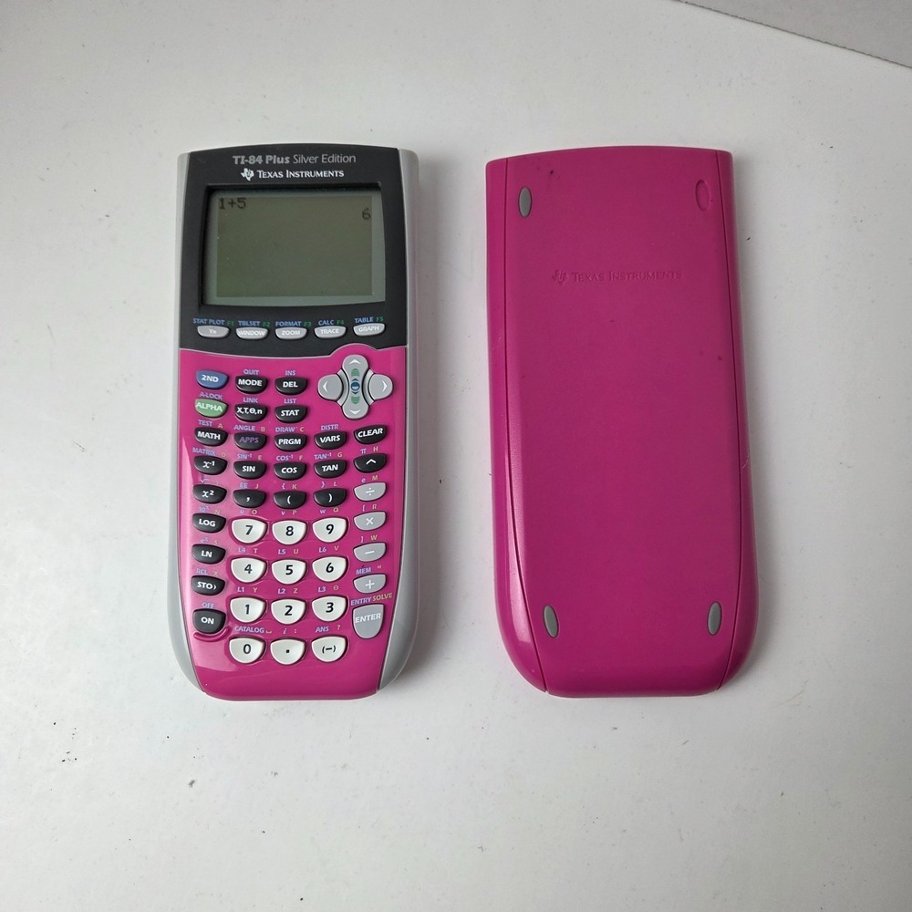 TI-84 Plus Silver Edition Pink Graphing Calculator with Cover TESTED &‎ WORKS